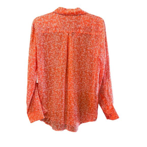 NWT Equipment Femme Women's Orange 100% Silk Button Down Shirt Top Size Large - Picture 2 of 7